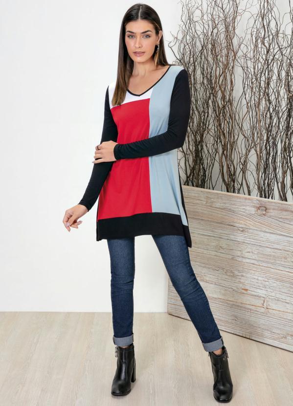 bonprix - Blusa com Recortes Assimétrica Preta 6