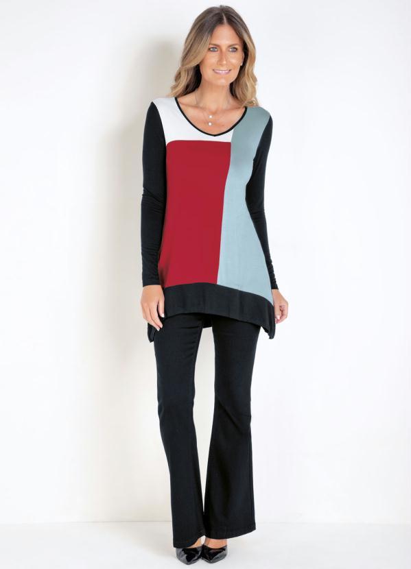 bonprix - Blusa com Recortes Assimétrica Preta 7