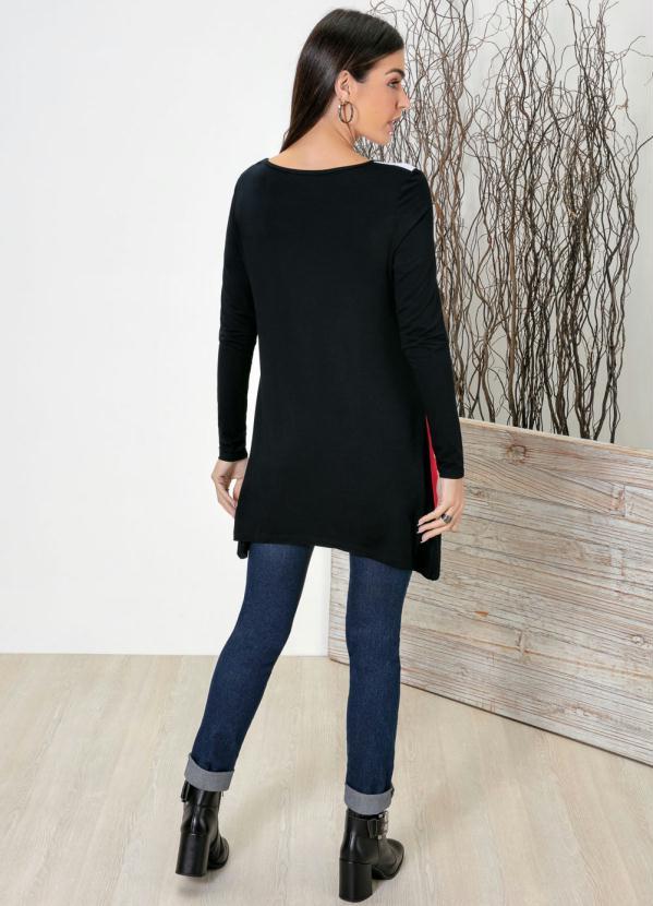 bonprix - Blusa com Recortes Assimétrica Preta 8