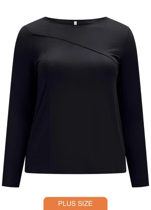 Lunender Mais Mulher - Blusa com Recortes em Malha Crepe Preto - LUNENDER MAIS MULHER