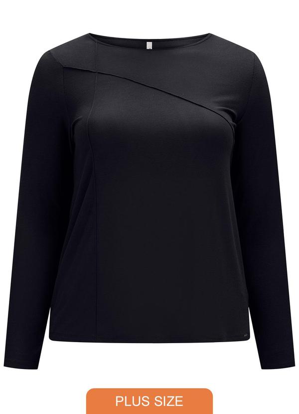 Lunender Mais Mulher - Blusa com Recortes em Malha Crepe Preto