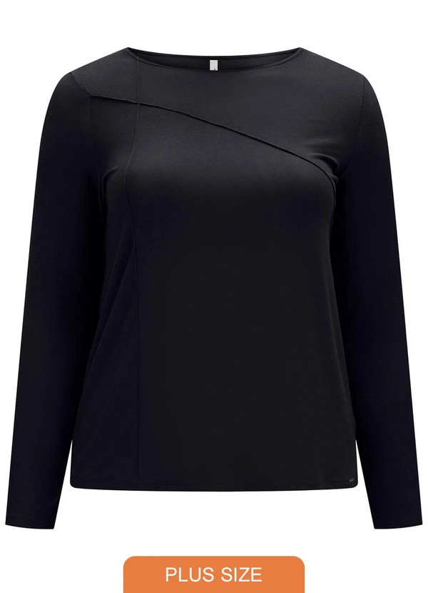 Lunender Mais Mulher - Blusa com Recortes em Malha Crepe Preto 1