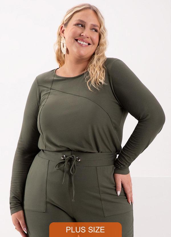 Lunender Mais Mulher - Blusa com Recortes em Malha Crepe Verde 1