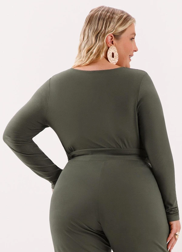 Lunender Mais Mulher - Blusa com Recortes em Malha Crepe Verde 2