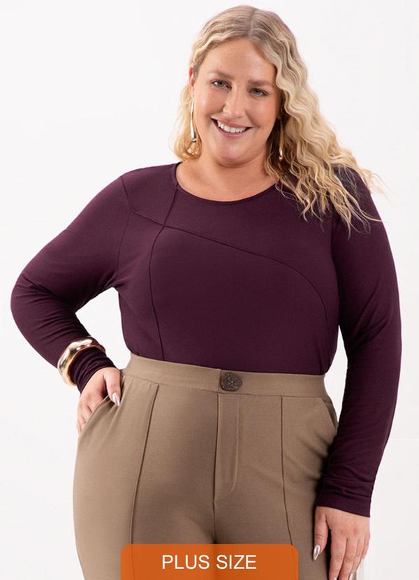 Lunender Mais Mulher - Blusa com Recortes em Malha Crepe Vermelho