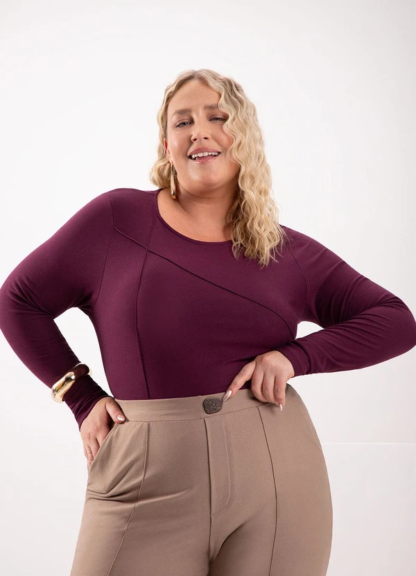 Lunender Mais Mulher - Blusa com Recortes em Malha Crepe Vermelho 5