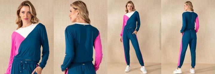 Blusa com Recortes Tricolor