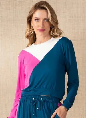 Quintess - Blusa com Recortes Tricolor - QUINTESS