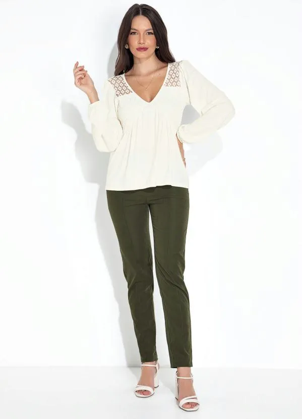 bonprix - Blusa com Renda Bege 4
