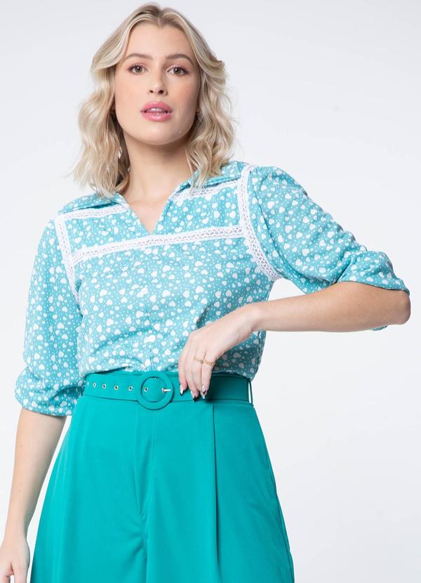 Misiss - Blusa com Renda Cínthia Coração Verde