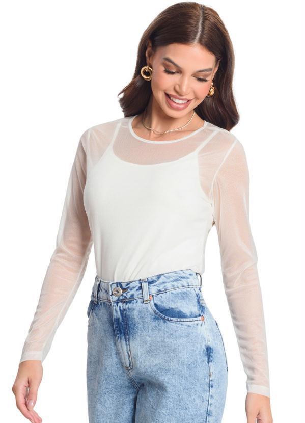 Rovitex - Blusa com Sobreposição Bege