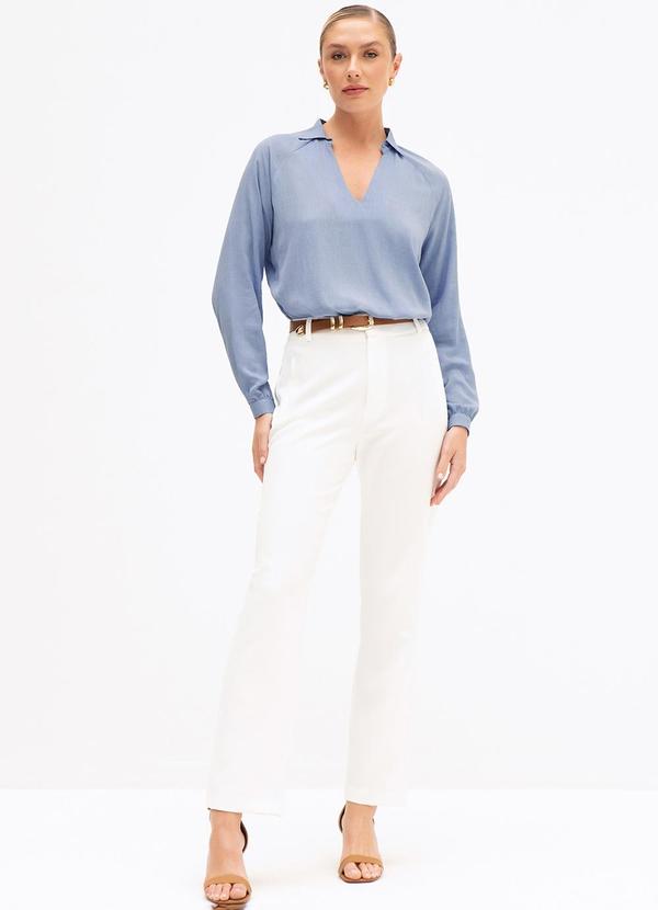 Principessa - Blusa Comfy Manga Raglan em Viscose Azul Fabi 3