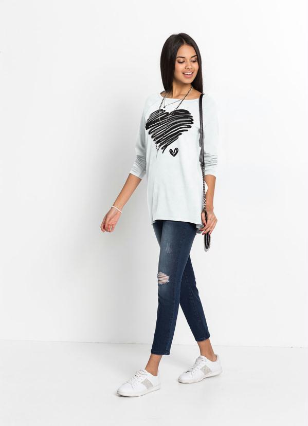 bonprix - Blusa Coração Mangas Longas Branca 3