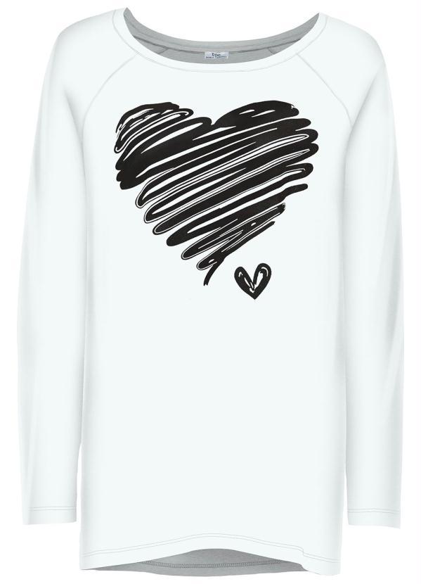 bonprix - Blusa Coração Mangas Longas Branca 2
