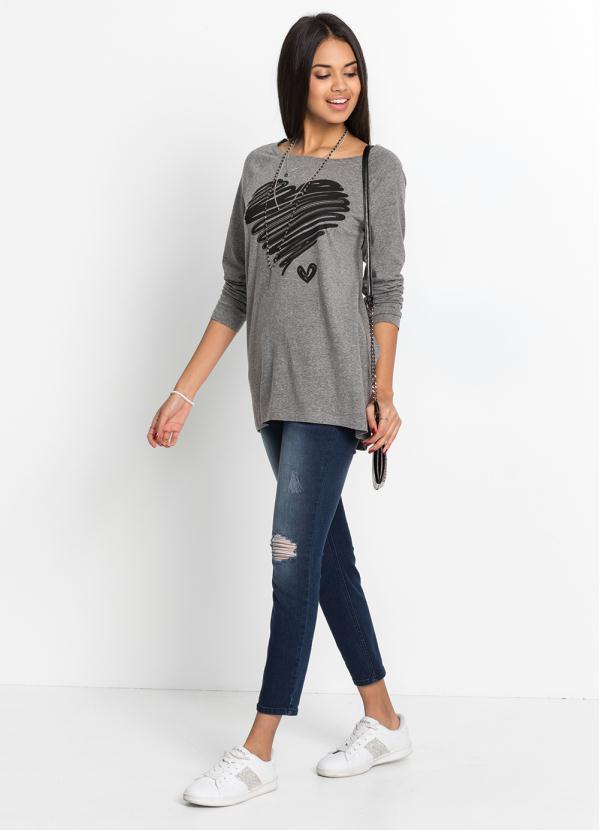 bonprix - Blusa Coração Mangas Longas Mescla 5