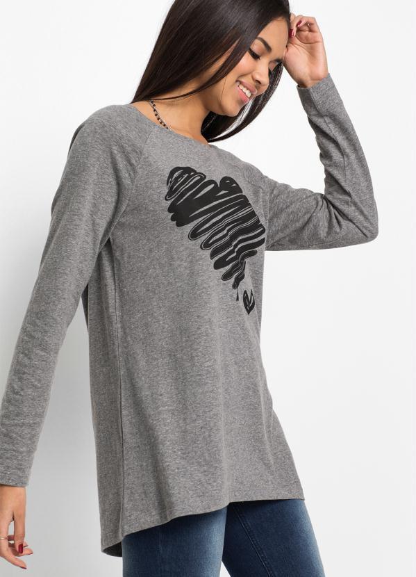 bonprix - Blusa Coração Mangas Longas Mescla 4