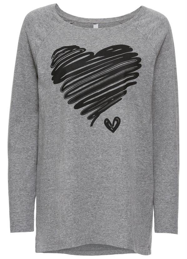 bonprix - Blusa Coração Mangas Longas Mescla 3