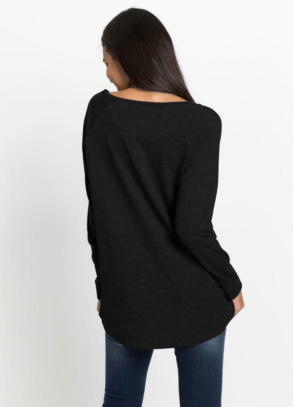 bonprix - Blusa Coração Mangas Longas Preta 2