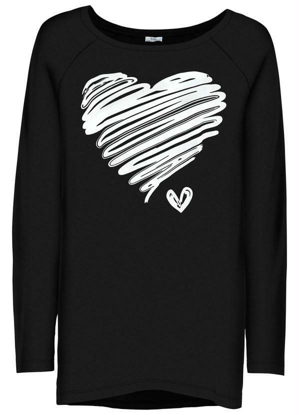 bonprix - Blusa Coração Mangas Longas Preta 4