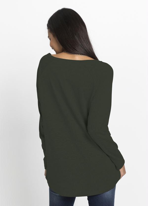 bonprix - Blusa Coração Mangas Longas Verde Oliva 3
