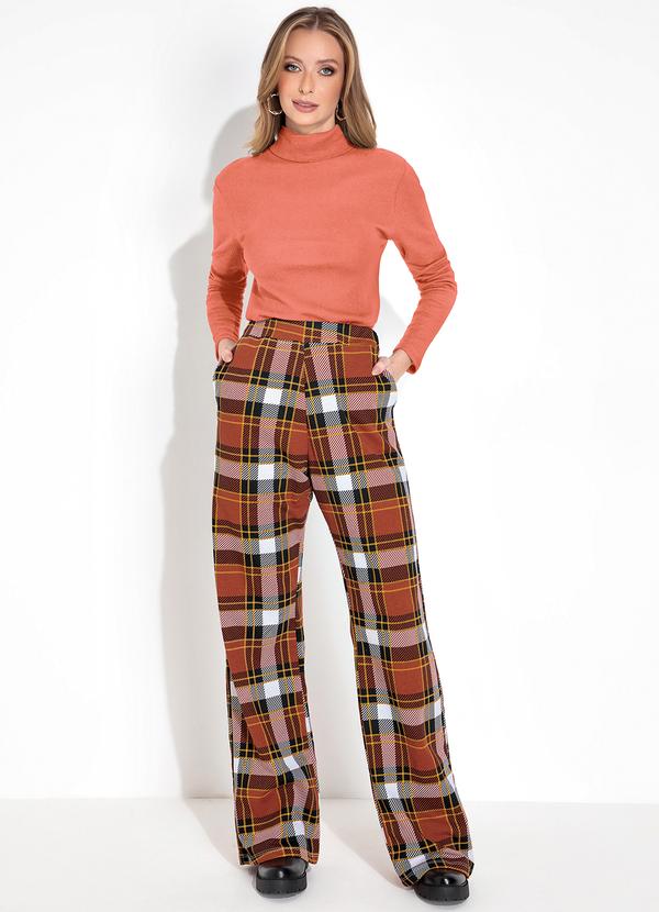 Moda Pop - Blusa Coral com Gola Alta e Manga Longa 3