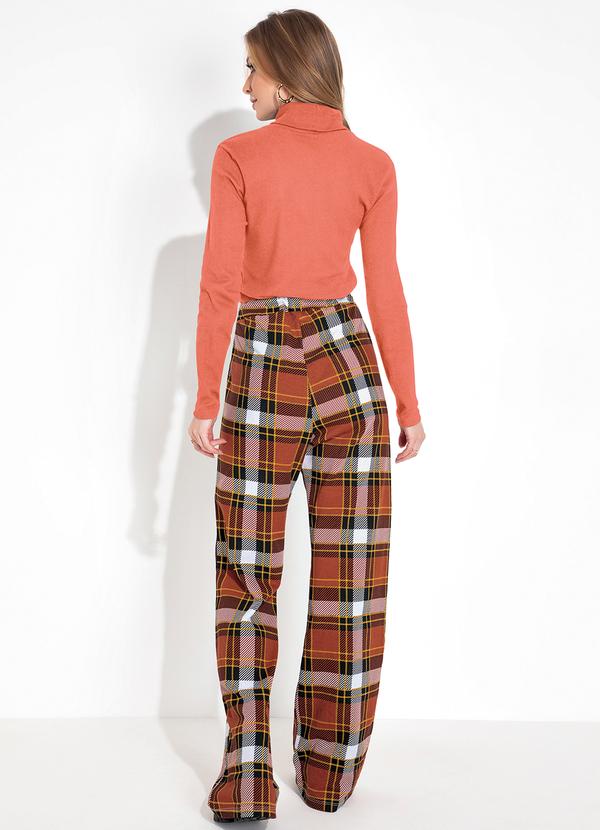 Moda Pop - Blusa Coral com Gola Alta e Manga Longa 4