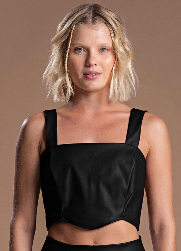 Choyee - Blusa Corset em Pu Preto 1