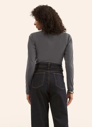 Rovitex - Blusa Cotton Gola Alta Básica Cinza - ROVITEX