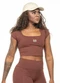 Cobertura - Blusa Cropped Decote Quadrado Rosa - variação: Marrom