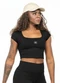 Cobertura - Blusa Cropped Decote Quadrado Rosa - variação: Preto