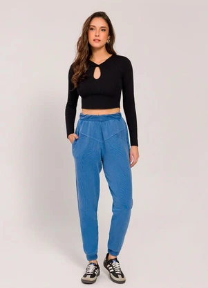 Sofie - Blusa Cropped Manga Longa Preto - SOFIE