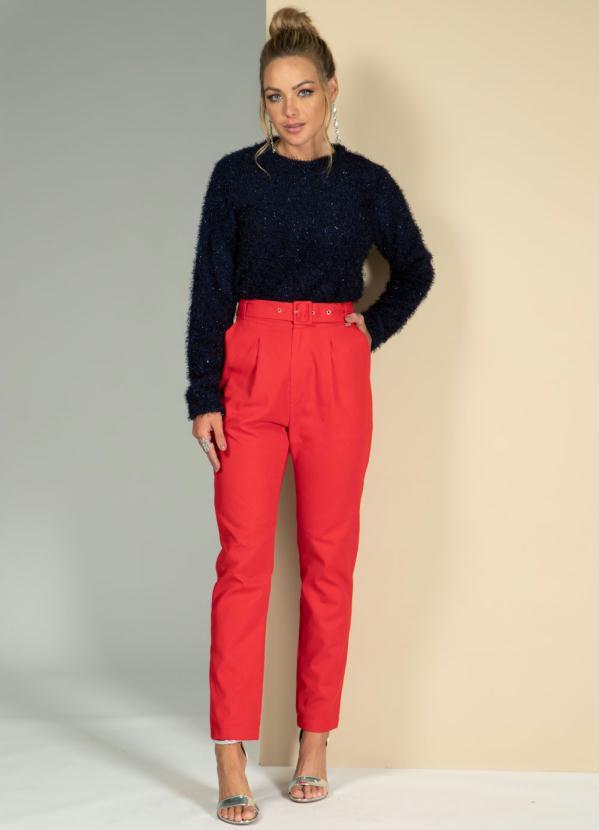 Quintess - Blusa Cropped Peluciada Marinho de Mangas Longas 3