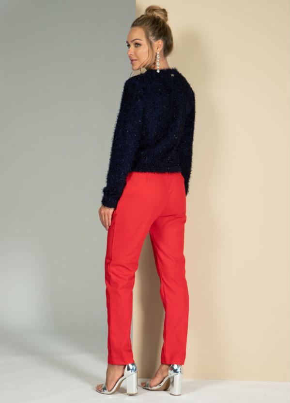 Quintess - Blusa Cropped Peluciada Marinho de Mangas Longas 4