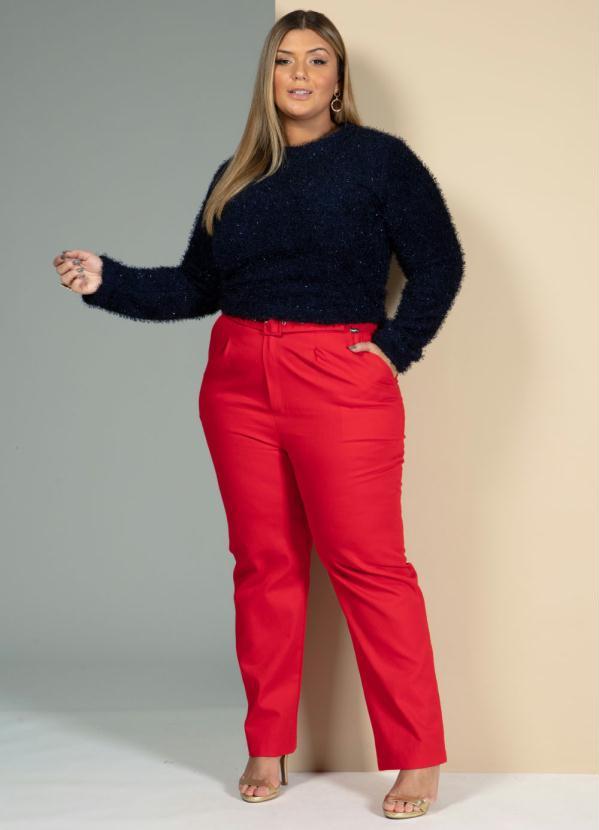 Quintess - Blusa Cropped Peluciada Marinho de Mangas Longas 7