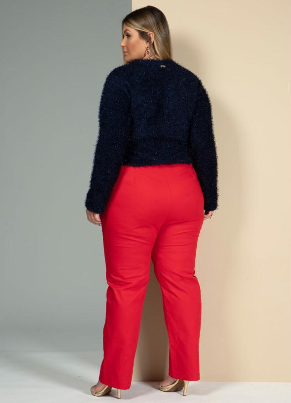 Quintess - Blusa Cropped Peluciada Marinho de Mangas Longas 8