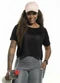 Cobertura - Blusa Cropped Rosa - variação: Preto