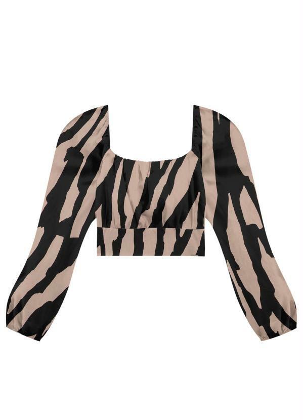 Lunender - Blusa Cropped Viscose Manga Longa Preto