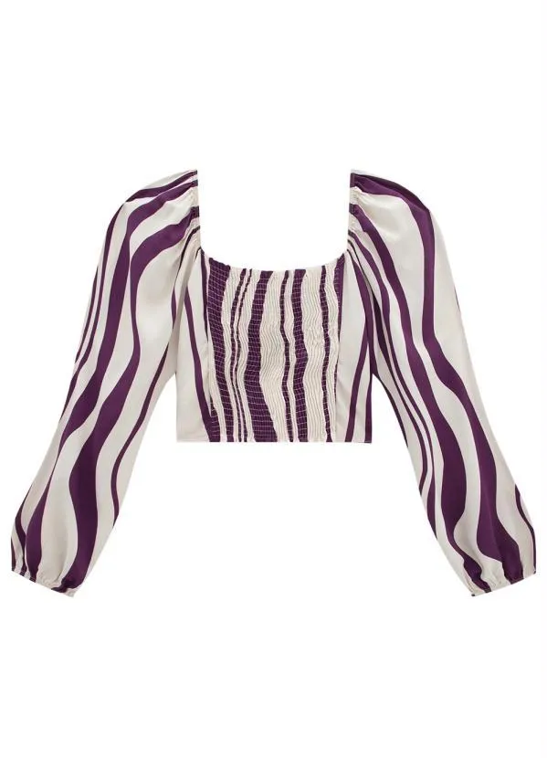 Lunender - Blusa Cropped Viscose Manga Longa Roxo 5