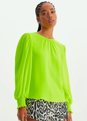 Lança Perfume - Blusa de Crepe Manga Longa Verde - LANÇA PERFUME