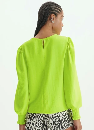 Lança Perfume - Blusa de Crepe Manga Longa Verde - LANÇA PERFUME