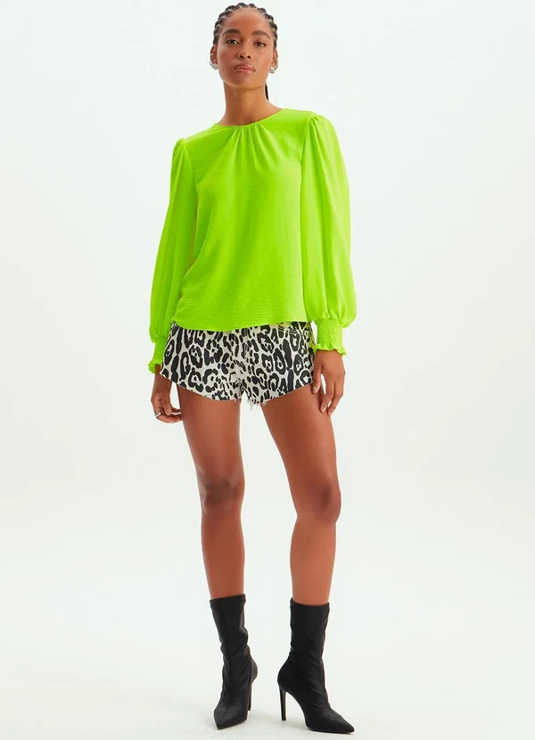 Lança Perfume - Blusa de Crepe Manga Longa Verde 3