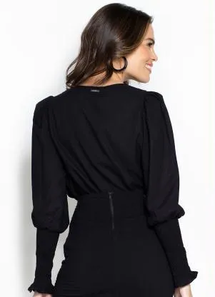 Forum - Blusa de Crepe Mangas Longas Preto - FORUM