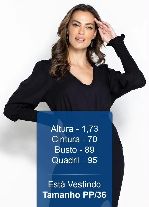 Forum - Blusa de Crepe Mangas Longas Preto 5