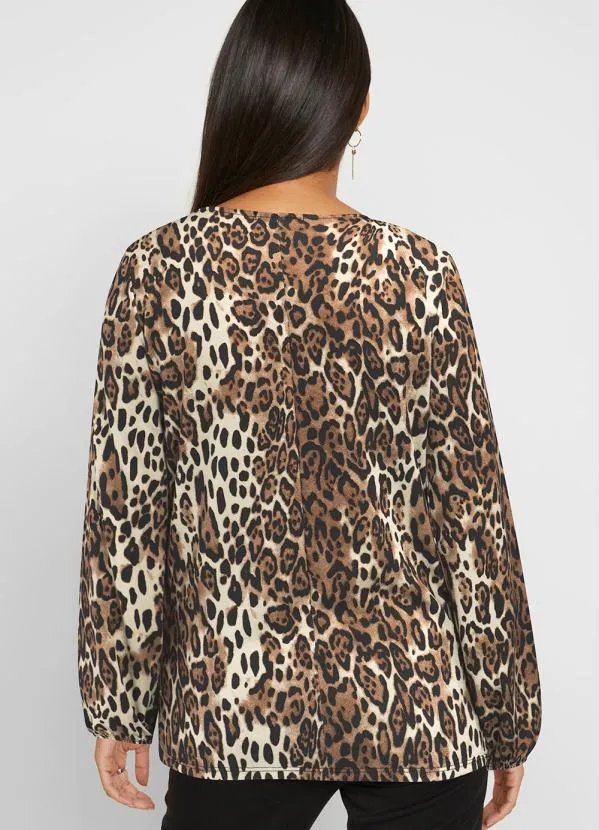 bonprix - Blusa de Crepe Onça Marrom 2