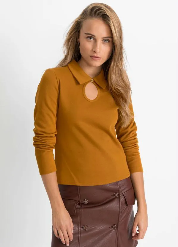 bonprix - Blusa de Gola Terracota