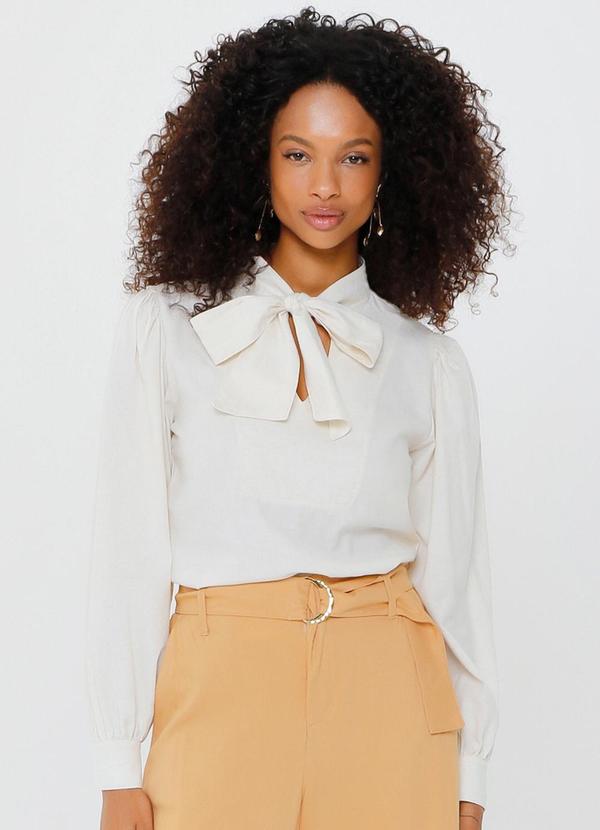 Gatabakana - Blusa de Linho Gola Laco Branco