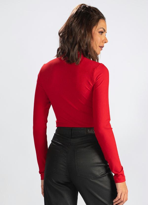 Colcci - Blusa de Malha Canelada Gola Alta Vermelho 2