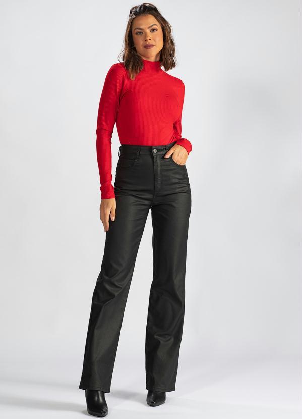 Colcci - Blusa de Malha Canelada Gola Alta Vermelho 3