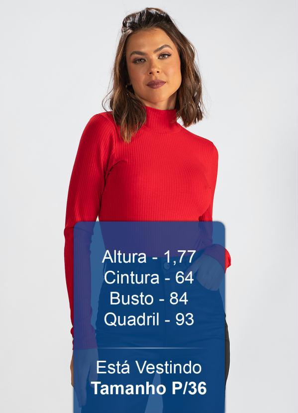 Colcci - Blusa de Malha Canelada Gola Alta Vermelho 5