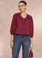 Doce Trama - Blusa de Manga 7/8 em Tricoline Preto - variação: Roxo